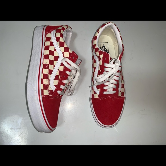 vans old skool red check